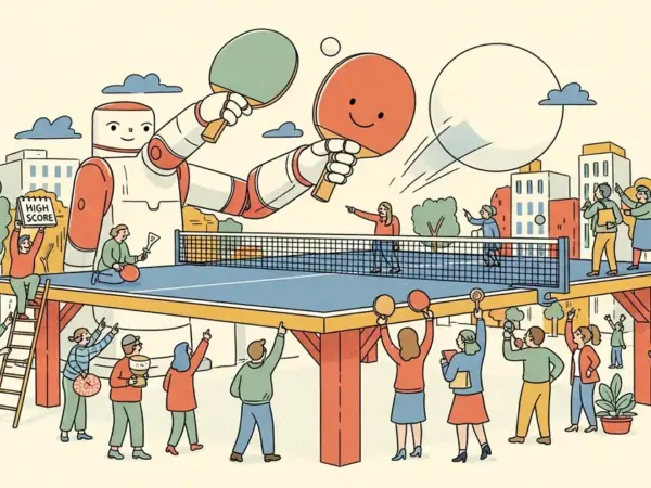 Editorial illustration for: Sony AI Table Tennis Robot Defeats Expert Human Players