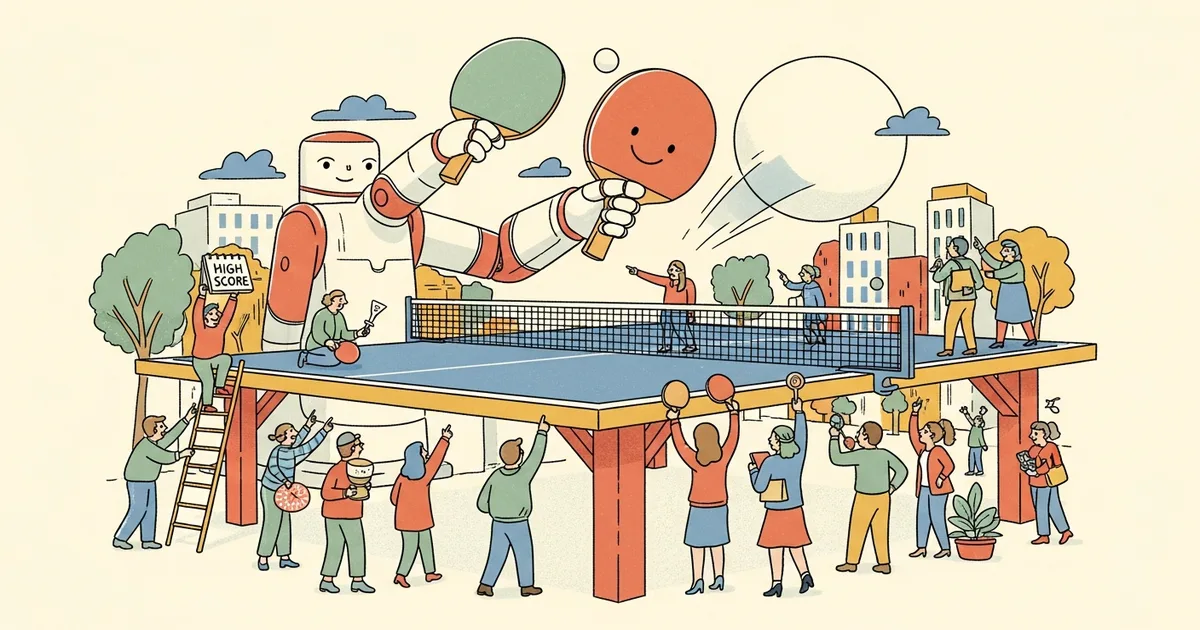 Editorial illustration for: Sony AI Table Tennis Robot Defeats Expert Human Players