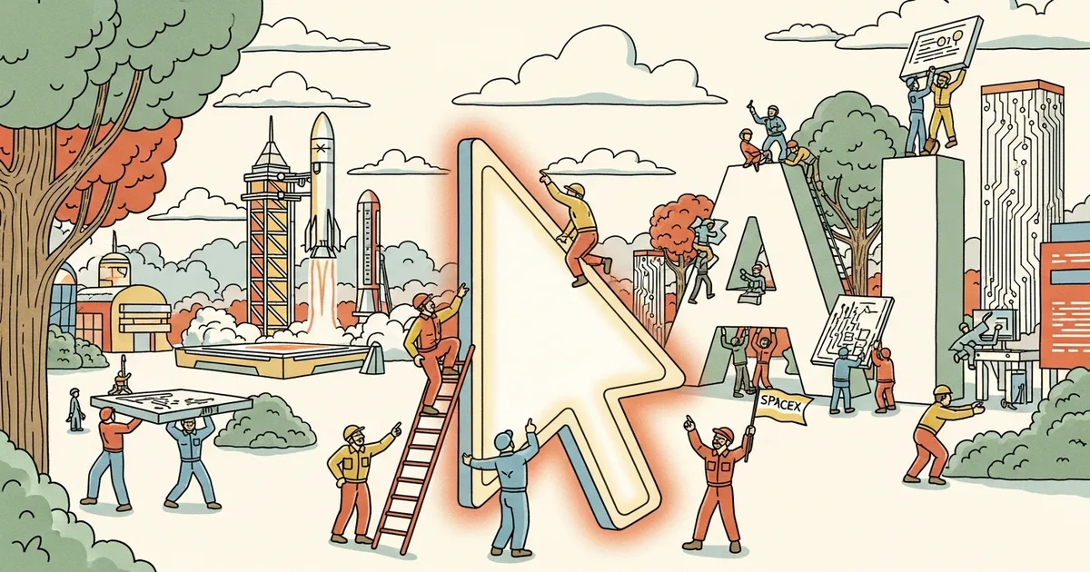 Editorial illustration for: SpaceX Secures Right to Acquire AI Code Editor Cursor for $9B