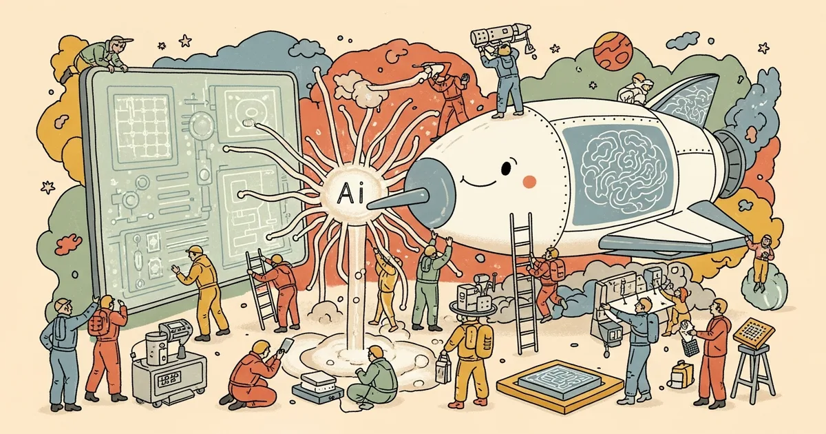 Editorial illustration for: SpaceXAI Is Almost Done Training a 1T Parameter Model — Musk's AI-Space Merger Just Got Real