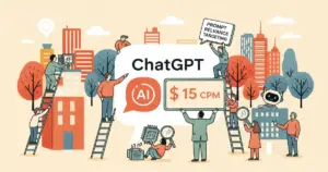Editorial illustration for: StackAdapt Pitches ChatGPT Ad Placements at $15 CPMs via Prompt Relevance Targeting