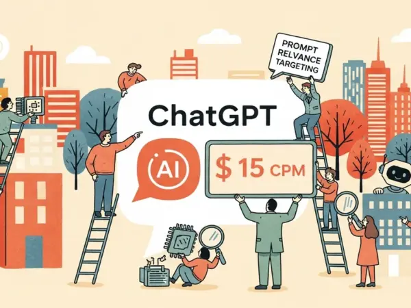 Editorial illustration for: StackAdapt Pitches ChatGPT Ad Placements at $15 CPMs via Prompt Relevance Targeting