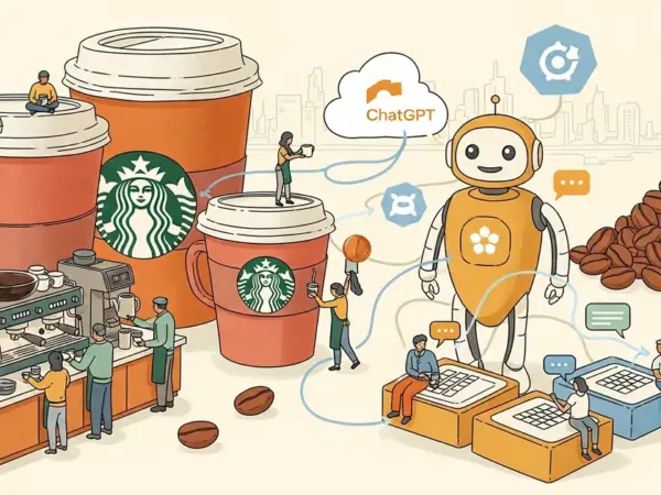 Editorial illustration for: Starbucks Just Plugged Into ChatGPT — And It Wants Your Conversation Data