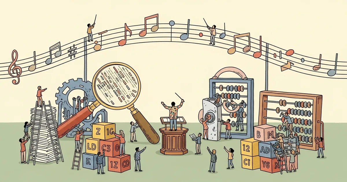 Editorial illustration for: Symphony for Medical Coding: A Next-Generation Agentic System for Scalable and Explainable Medica