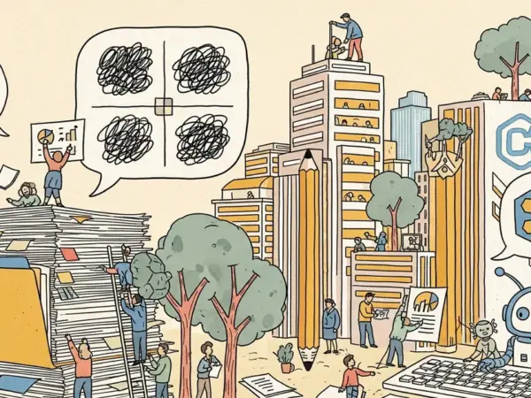 Editorial illustration for: Telltale ChatGPT Phrase Quadrupled in Corporate Filings, 2022–2025