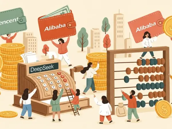Editorial illustration for: Tencent and Alibaba in Talks to Back DeepSeek at $20B Valuation