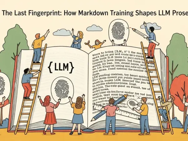 Editorial illustration for: The Last Fingerprint: How Markdown Training Shapes LLM Prose