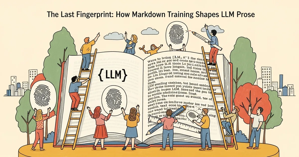 Editorial illustration for: The Last Fingerprint: How Markdown Training Shapes LLM Prose
