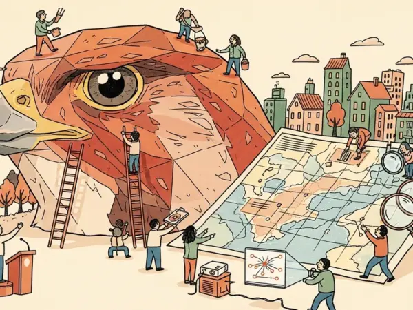 Editorial illustration for: TII Releases Falcon Perception: A 0.6B-Parameter Vision Model for Grounding and Segmentation
