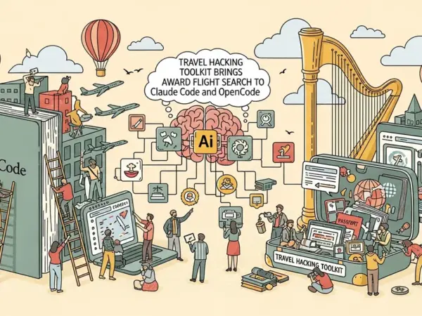Editorial illustration for: Travel Hacking Toolkit Brings AI-Powered Award Flight Search to Claude Code and OpenCode