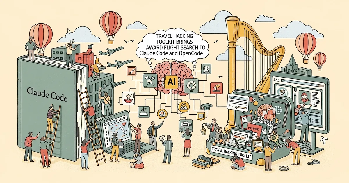 Editorial illustration for: Travel Hacking Toolkit Brings AI-Powered Award Flight Search to Claude Code and OpenCode