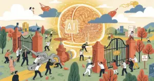 Editorial illustration for: Trump Administration Acts to Block Chinese Firms from Training on US AI Models