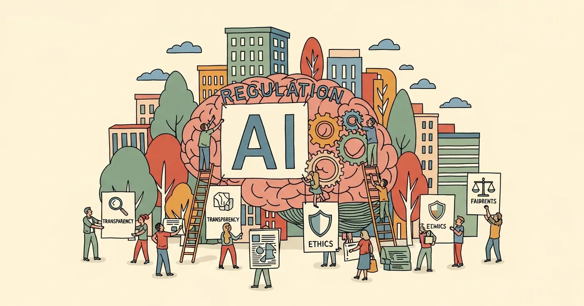 Editorial illustration for: Trump Administration Advances Comprehensive Federal AI Regulatory Framework