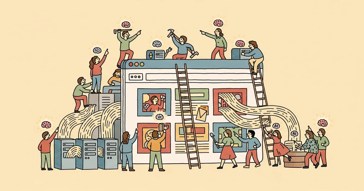 Editorial illustration for: WebMCP Turns Any Chrome Page Into an MCP Server for AI Agents