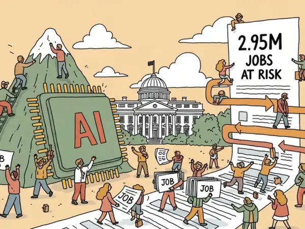 Editorial illustration for: White House Preps Federal Agencies for Mass AI — 2.95M Jobs at Risk