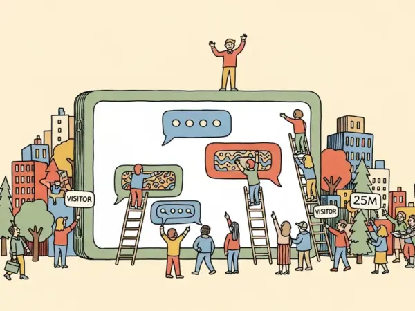 Editorial illustration for: A 17-Year-Old Built a Fake AI Chatbot — 25 Million Visitors in 30 Days