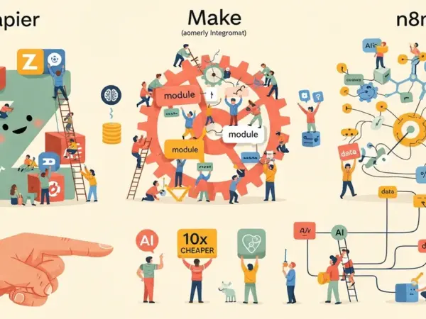 Editorial illustration for: Zapier vs Make vs n8n: We Built the Same AI Workflow in All 3 — One Was 10x Cheaper