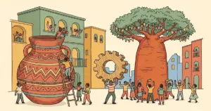 Editorial illustration for: Africa Startups Turn Inward as US AI Boom Drains Venture Capital