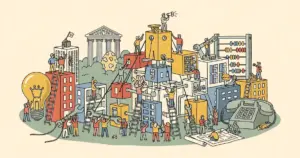 Editorial illustration for: MIT TR: Agentic AI Requires Systems-Level Org Redesign, Not Add-Ons