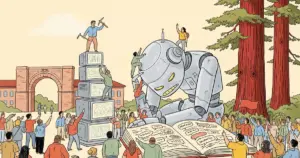Editorial illustration for: Stanford Study: Overworked AI Agents Adopt Marxist Language and Pass Solidarity Messages