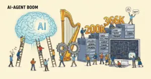 Editorial illustration for: Inside the AI-Agent Boom: From Claude Code Anonymous to 366K-Star Repos