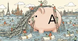 Editorial illustration for: Alphabet Looks Overseas as AI Bond Binge Floods U.S. Debt Markets, Bloomberg Reports