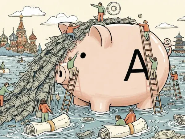Editorial illustration for: Alphabet Looks Overseas as AI Bond Binge Floods U.S. Debt Markets, Bloomberg Reports