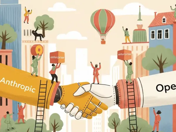 Editorial illustration for: Anthropic and OpenAI Both Launch Enterprise AI Joint Ventures Within Hours