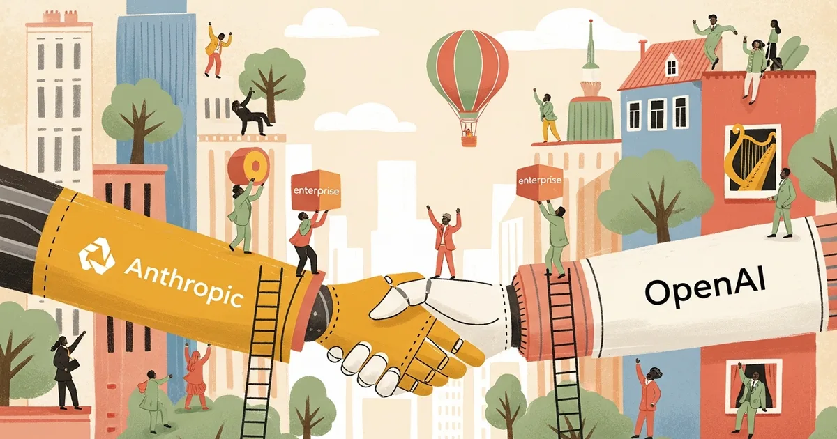 Editorial illustration for: Anthropic and OpenAI Both Launch Enterprise AI Joint Ventures Within Hours