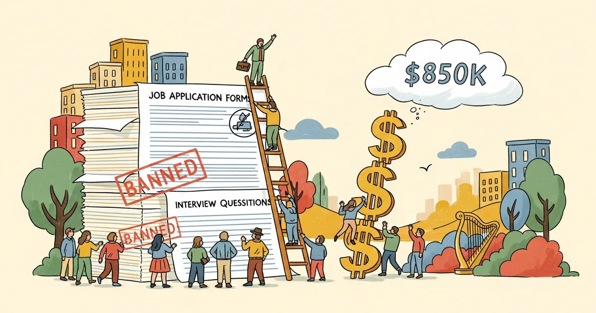 Editorial illustration for: Anthropic Bans AI Tools in Job Interviews; Salaries Reach $850K