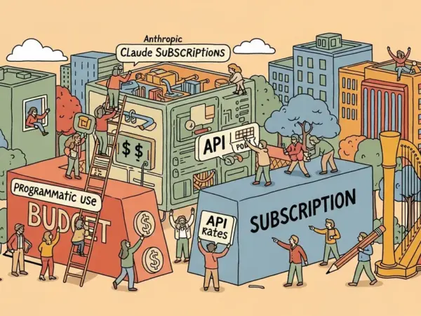 Editorial illustration for: Anthropic Splits Claude Subscriptions: Programmatic Use Gets Separate Budget at Full API Rates