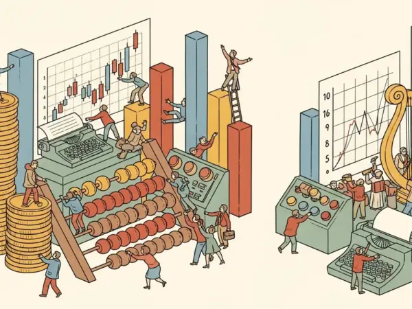 Editorial illustration for: Anthropic Launches AI Agents for Wall Street 'Grunt Work,' Business Insider Reports
