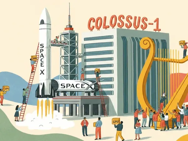 Editorial illustration for: Anthropic Signs Computing Deal With SpaceX, Tapping Colossus-1 Data Center for 220,000 GPUs