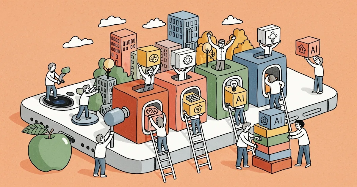 Editorial illustration for: Apple Plans iOS 27 'Extensions' Feature Letting Users Pick Third-Party AI Models