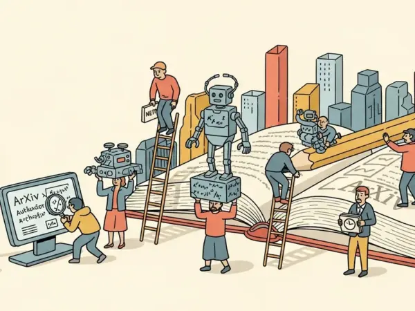Editorial illustration for: ArXiv Will Ban Authors for a Year if AI Outputs Slip Through Unchecked