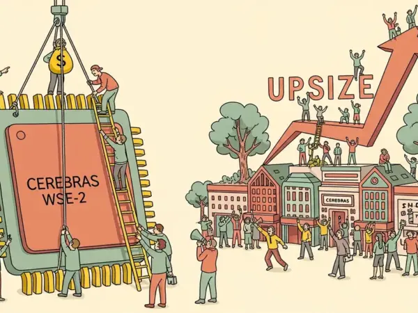 Editorial illustration for: Cerebras Upsizes IPO to $4.8 Billion as AI-Chip Listing Demand Surges