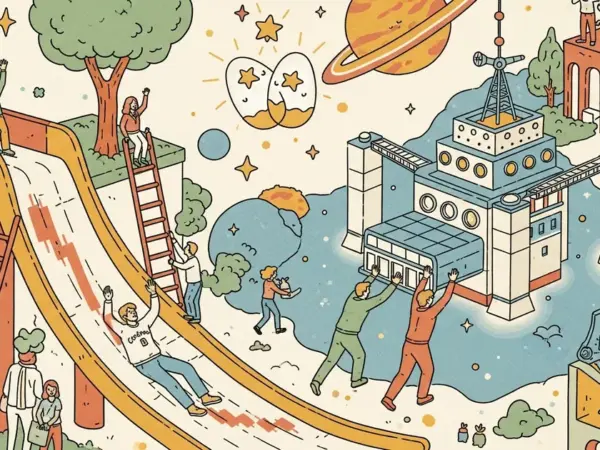 Editorial illustration for: Cerebras Slips Post-IPO as Winklevoss Twins Push $100M Into Gemini Space Station