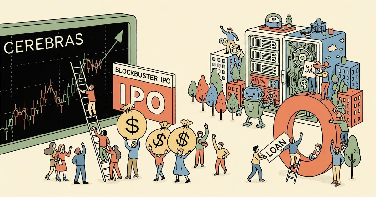 Editorial illustration for: Cerebras Targets $26.6B Market Cap in Blockbuster IPO; OpenAI Holds $1B Loan Convertible to 33M S