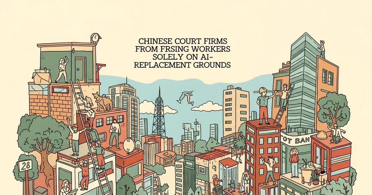 Editorial illustration for: Chinese Court Bars Firms From Firing Workers Solely on AI-Replacement Grounds