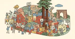Editorial illustration for: Code Is How AI Agents Think and Act, Meta-Stanford-UIUC Review Argues