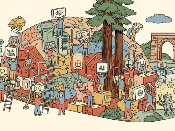Editorial illustration for: Code Is How AI Agents Think and Act, Meta-Stanford-UIUC Review Argues