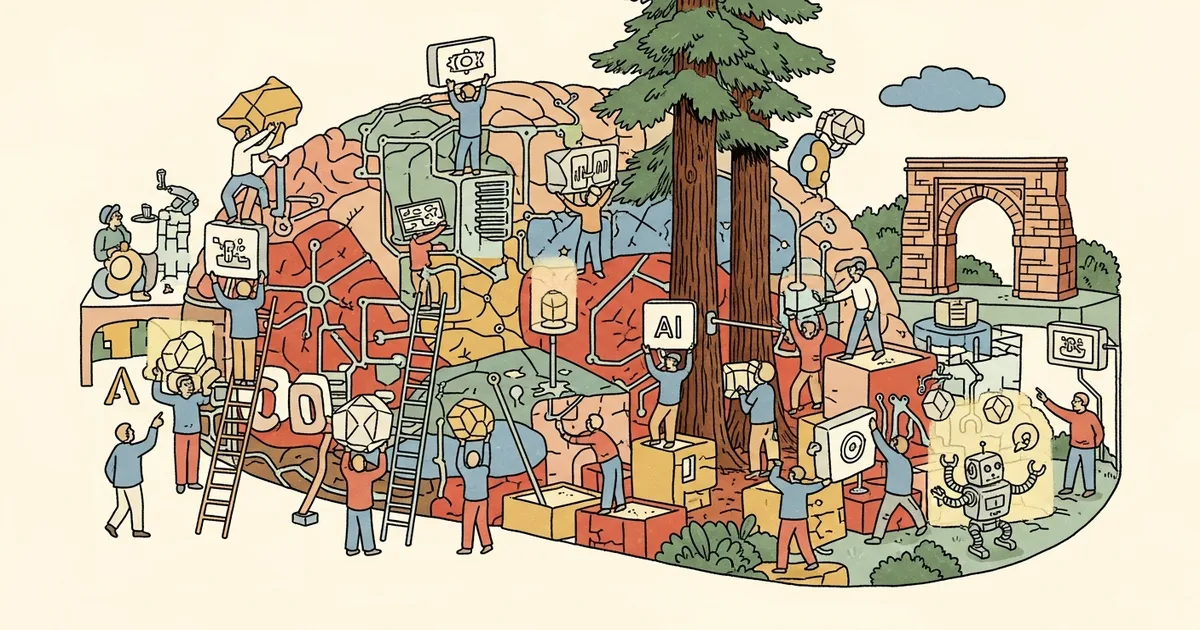 Editorial illustration for: Code Is How AI Agents Think and Act, Meta-Stanford-UIUC Review Argues