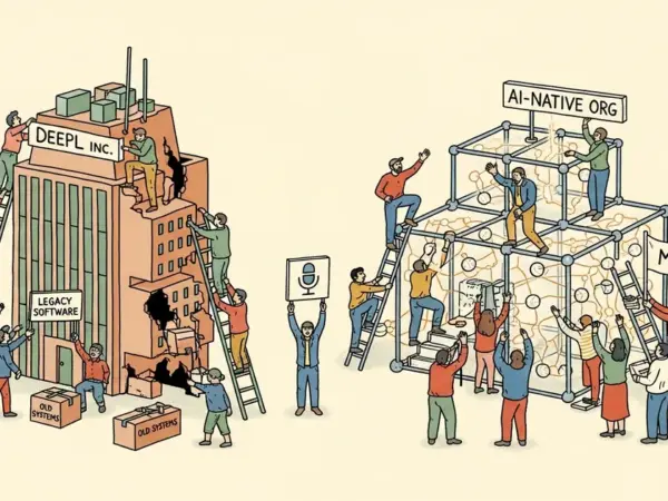 Editorial illustration for: DeepL Cuts Roughly 250 Jobs to Rebuild as 'AI-Native' Organization, Acquires Mixhalo Team