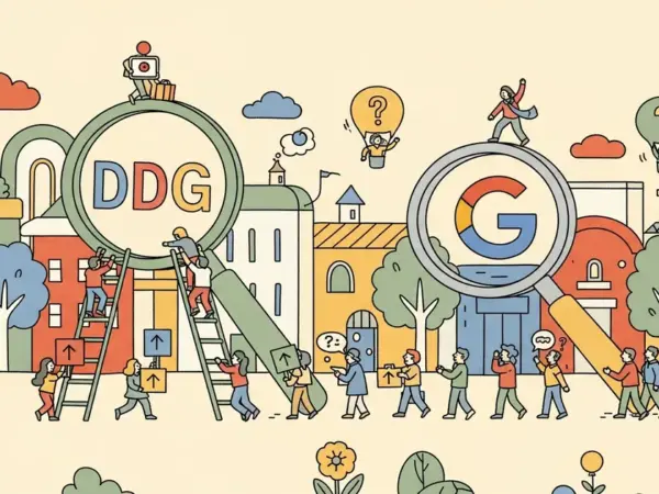 Editorial illustration for: DuckDuckGo Installs +30% as Users Reject Google's AI Search Overhaul