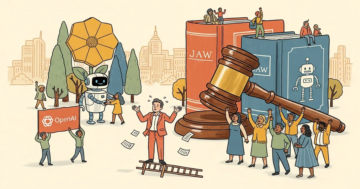 Editorial illustration for: Elon Musk Loses Landmark Lawsuit Against OpenAI — Jury Rules Statute of Limitations Expired
