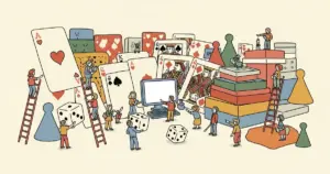 Editorial illustration for: GENSTRAT Benchmark Generates 2,000 Card Games to Test LLM Strategy