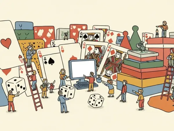 Editorial illustration for: GENSTRAT Benchmark Generates 2,000 Card Games to Test LLM Strategy