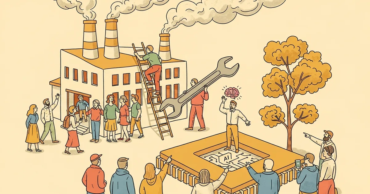 Editorial illustration for: GM Cuts 600 IT Workers in Deliberate AI Skills Swap