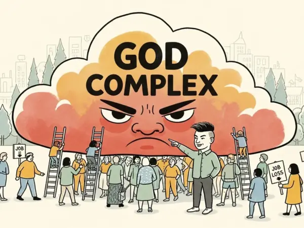 Editorial illustration for: Jensen Huang Calls Out 'God Complex' Among CEOs Predicting Mass AI Job Losses