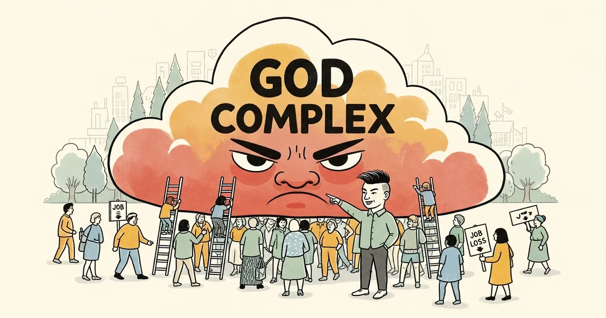 Editorial illustration for: Jensen Huang Calls Out 'God Complex' Among CEOs Predicting Mass AI Job Losses
